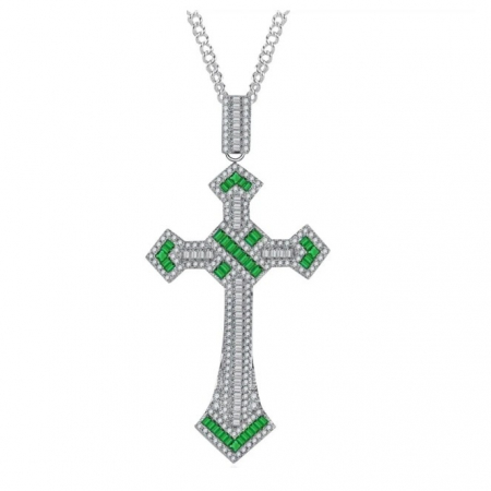 LANTURI CU PANDANTIV - Lant Brooks Full Diamonds Royal Green Masterpiece