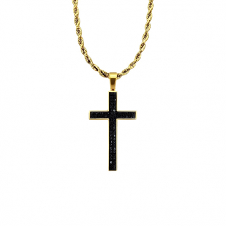 LANTURI CU PANDANTIV - Lant Brooks Gold Black Zircon Cross