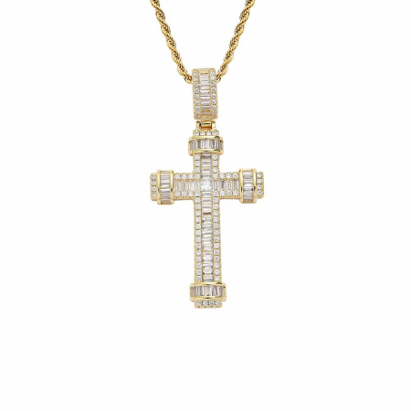 LANTURI CU PANDANTIV - Lant Brooks Gold Cantierre Diamonds Cross
