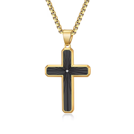 LANTURI CU PANDANTIV - Lant Brooks Gold Diamond Cross