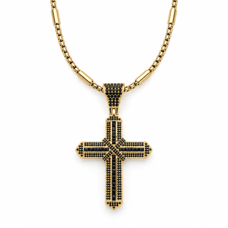 LANTURI CU PANDANTIV - Lant Brooks Gold Diamond Cross Excelsior