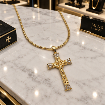 Lant Brooks Gold Placat Aur Cruce Cristos [2]
