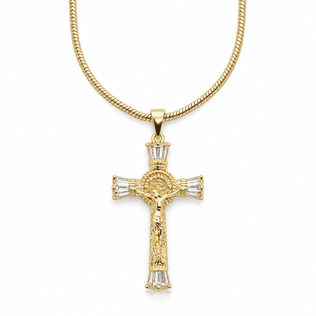 LANTURI CU PANDANTIV - Lant Brooks Gold Placat Aur Cruce Cristos