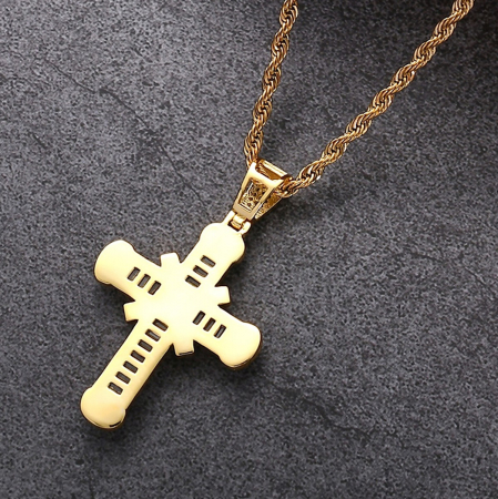 Lant Brooks Gold Steel Diamonds Cross Masterpiece NEW - [3]