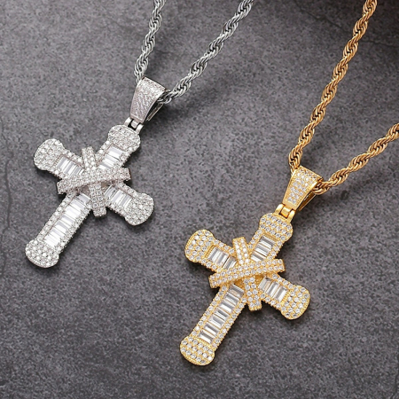 Lant Brooks Gold Steel Diamonds Cross Masterpiece NEW - [2]