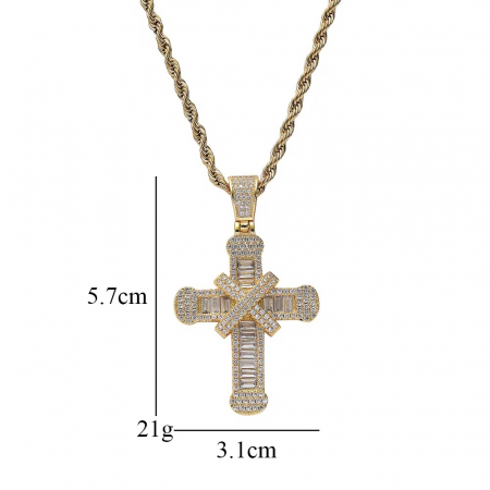 Lant Brooks Gold Steel Diamonds Cross Masterpiece NEW - [4]