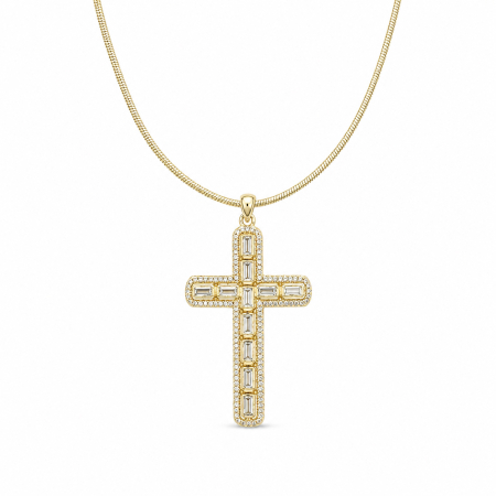 LANTURI CU PANDANTIV - Lant Brooks Gold Tennis Cross 4 CM