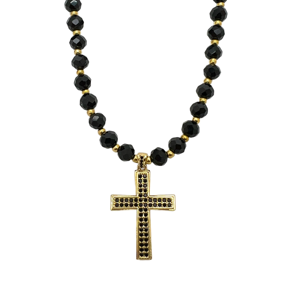 LANTURI CU PANDANTIV - Lant Brooks GoldBlack Diamonds Cross