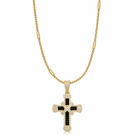 LANTURI - Lant Brooks GoldBlack Exquisite Cross Dimaonds