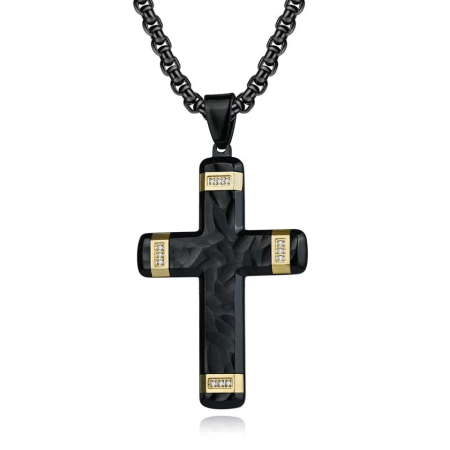 LANTURI CU PANDANTIV - Lant Brooks GoldBlack Luxury Cross