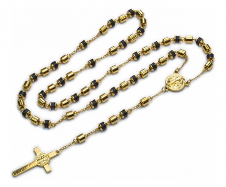 LANTURI CU PANDANTIV - Lant Brooks GoldBlack New Rosary Placat 14K / 80 CM