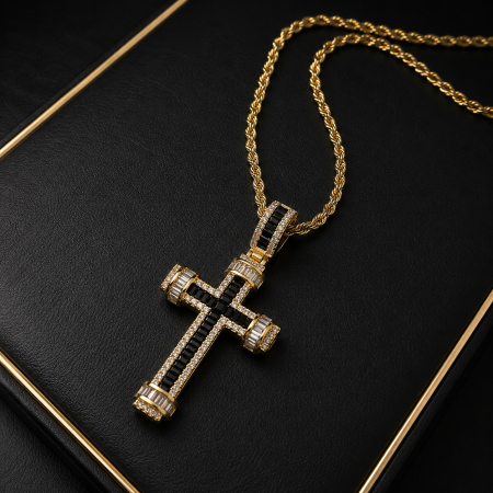 Lant Brooks GoldBlack Tennis Cross Rope Chain [2]
