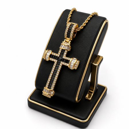 Lant Brooks GoldBlack Tennis Cross Rope Chain [3]