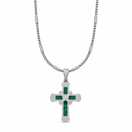 LANTURI - Lant Brooks GreenWhite Diamonds Cross