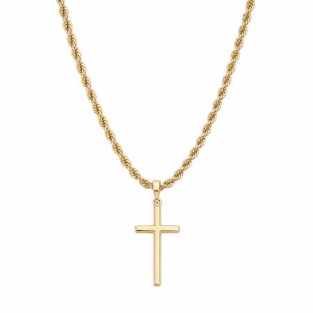 LANTURI CU PANDANTIV - Lant Brooks Rope Classic Cross 14K Plated
