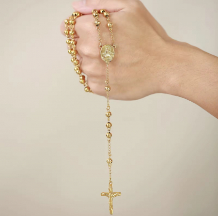Lant Brooks Rosary Placat Aur 14K Real [3]