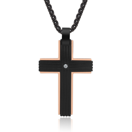 LANTURI CU PANDANTIV - Lant Brooks RoseGold Black Cross