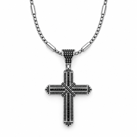 LANTURI CU PANDANTIV - Lant Brooks Silver Diamond Cross Excelsior