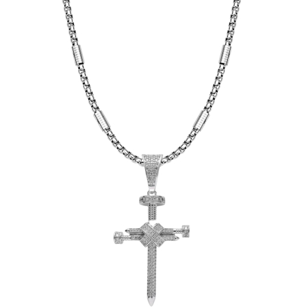 LANTURI - Lant Brooks Silver Steel Diamonds Cross Masterpiece