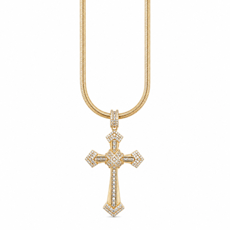 Lant Brooks Snake Diamond Cross 14K Gold Plated [2]