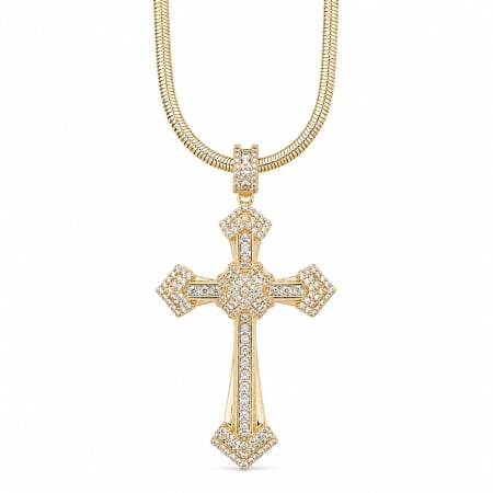 LANTURI - Lant Brooks Snake Diamond Cross 14K Gold Plated