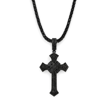 LANTURI CU PANDANTIV - Lant Brooks Tennis Full Black Cross 4 MM