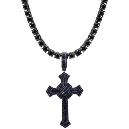 LANTURI CU PANDANTIV - Lant Brooks Tennis Full Black Cross 4 MM