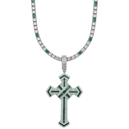 LANTURI - Lant Brooks Tennis Green-White Diamonds 4 MM / 70 CM