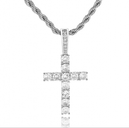 LANTURI CU PANDANTIV - Lant Brooks Waterproof Tenis Cross Silver