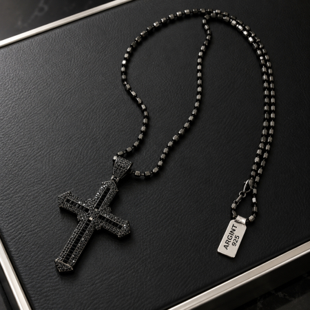 Lant Cruce Argint 925 Full Black Cubic [2]