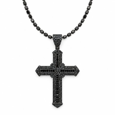COLECTIA ARGINT - Lant Cruce Argint 925 Full Black Cubic