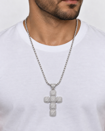 Lant Cruce Argint 925 Full Diamonds Cubic Cross [1]