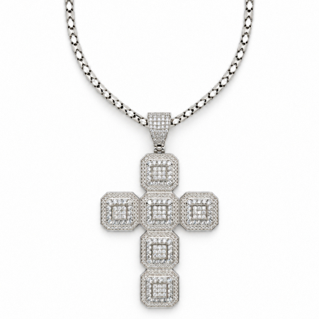 COLECTIA ARGINT - Lant Cruce Argint 925 Full Diamonds Cubic Cross