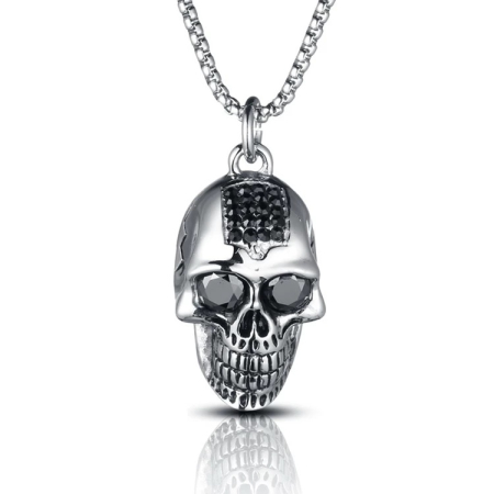 LANTURI - Lant cu pandantiv Brooks Black Zircon Skull