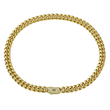 BIJUTERII DAMA - Lant Cuban Monaco Gold 14K Plated 8 MM / 40 CM
