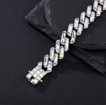 Lant Cuban Silver Full Rainbow Diamonds [2]