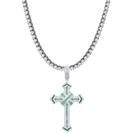 BIJUTERII DAMA - Lant Dama Tennis Crystal Cross Green