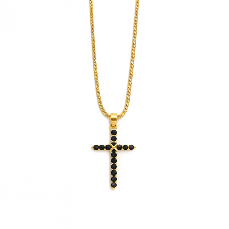 COLIERE INOX - Lant Gold Black Tennis Cross