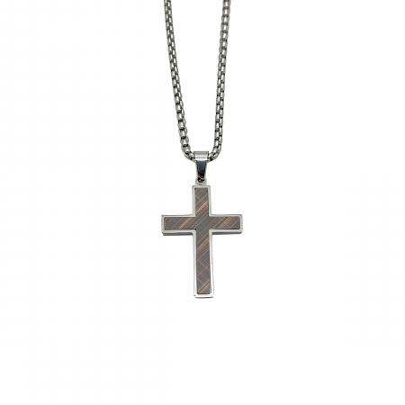 LANTURI CU PANDANTIV - Lant Inox Cruce Efect Carbon