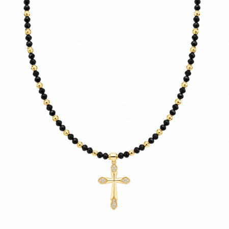 LANTURI CU PANDANTIV - Lant Rosary GoldBlack Cross