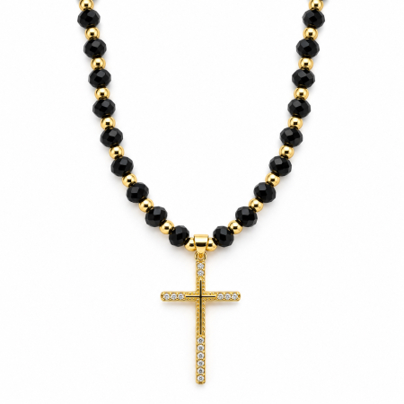 LANTURI - Lant Rosary GoldBlack Cross