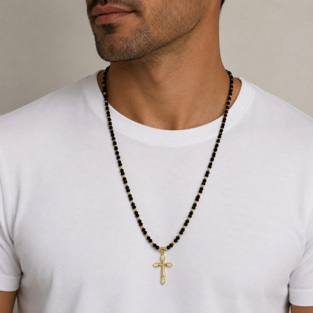 Lant Rosary GoldBlack Cross [1]