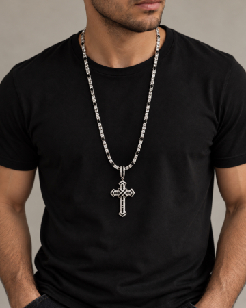 Lant Tennis Black-White Full Diamonds Cross 70 CM [1]