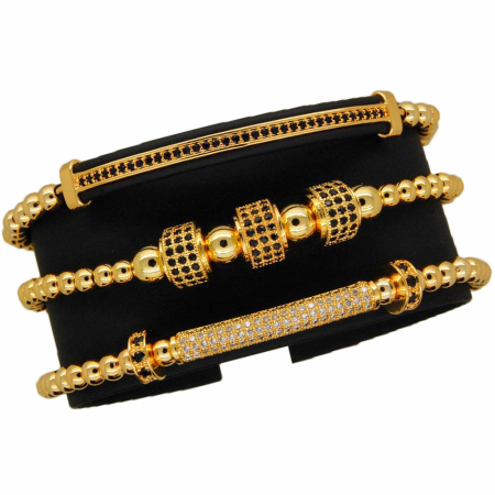 Luxury Gold 14K Set 3 Zircon Bracelets [1]