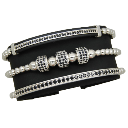 BRATARI BARBATI - Luxury Set 3 Brooks Silver Bracelets