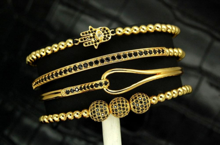Luxury Set 4 Brooks Gold 14K Bracelets Lady [5]