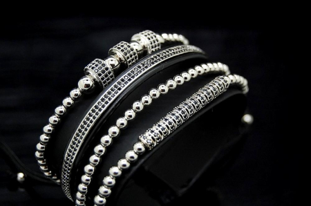 Luxury Set 4 Brooks Silver Bracelets [3]