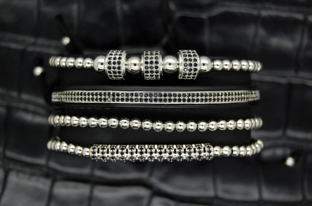 Luxury Set 4 Brooks Silver Bracelets [6]