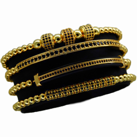 BRATARI BARBATI - Luxury Set 4 Gold Brooks Bracelets