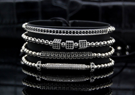 Luxury Set 4 Silver Brooks Bracelets [1]